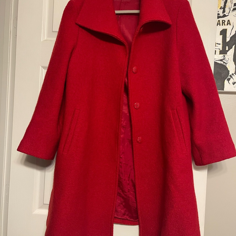 Red Wool Liz Claiborne Coat - Picture 2 of 9